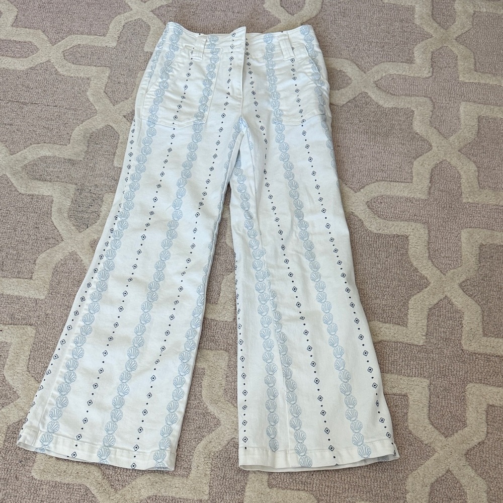Maeve flare pants with shell motif